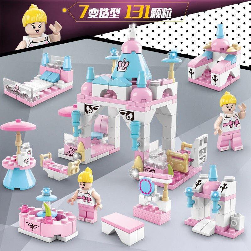 Lele Brothers 8612 Mini Bag Small Particle Building Blocks Fire Police Princess Castle Assembled Gift Toys - Image 4